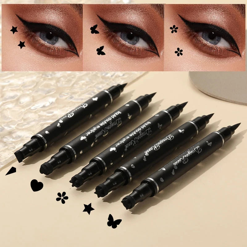 Eyeliner Pen Star Moon Stamp Long-Lasting Waterproof Black Liquid Eye Liner Pencil