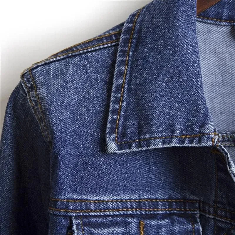 Women's Long-Sleeved Single-Breasted Jeans Jacket Women's Short Top