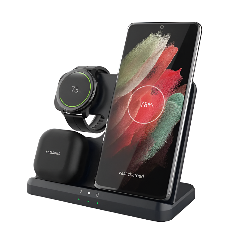15W 3 In 1 Wireless Charger Stand Fast Charging Dock Station for Samsung Z Fold 3 S21 S20 Galaxy Watch 5 4 3 Active 2 S3 S4 Buds