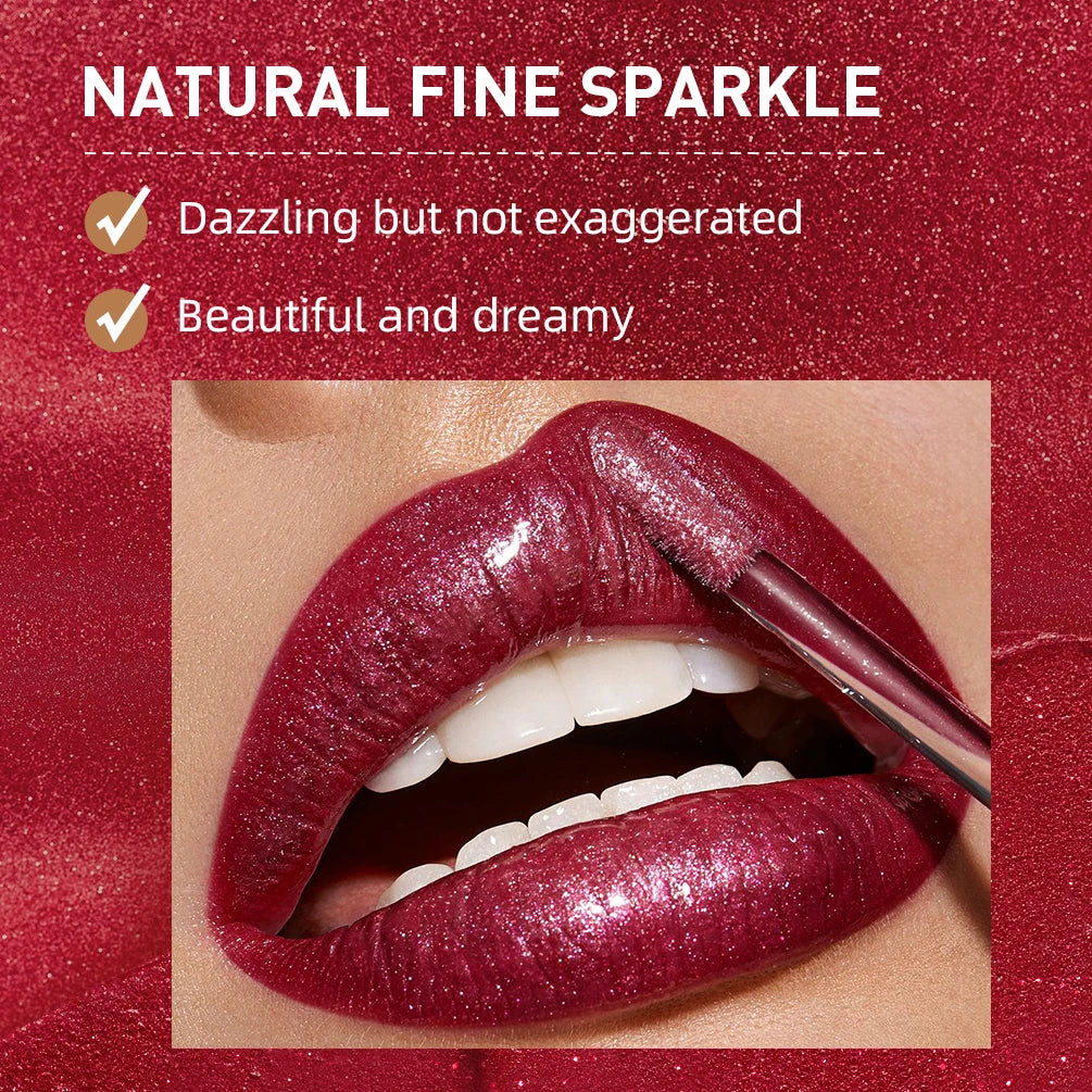 Liquid Lipstick Moisturizing Long-Lasting Purple Sparkling Waterproof Lip Gloss