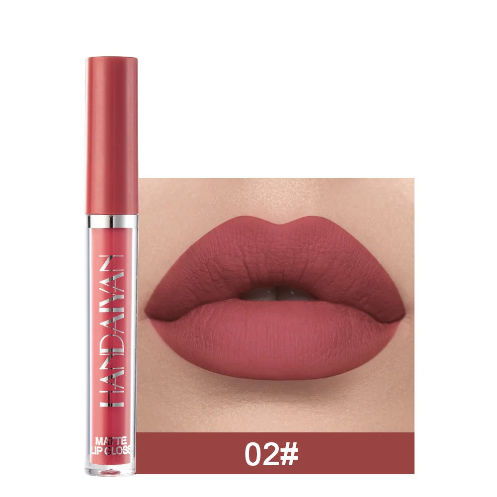 Handaiyan 12 Colors Matt Lip Gloss Longlasting Red Nude Lipstick Liquid matte Waterproof Lipgloss Makeup