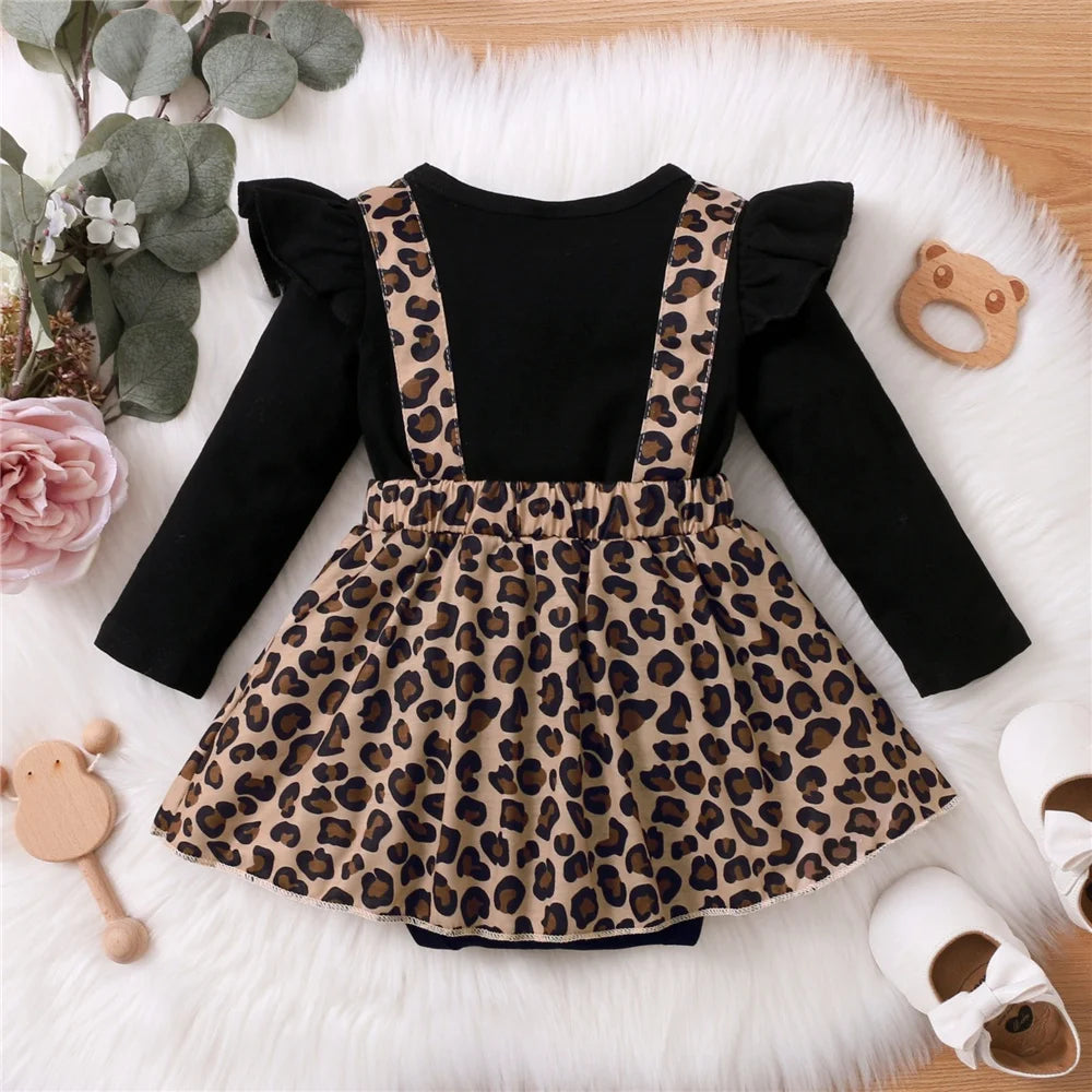 Months Newborn Baby Girl Romper Dress Long Sleeve Leopard Dresses
