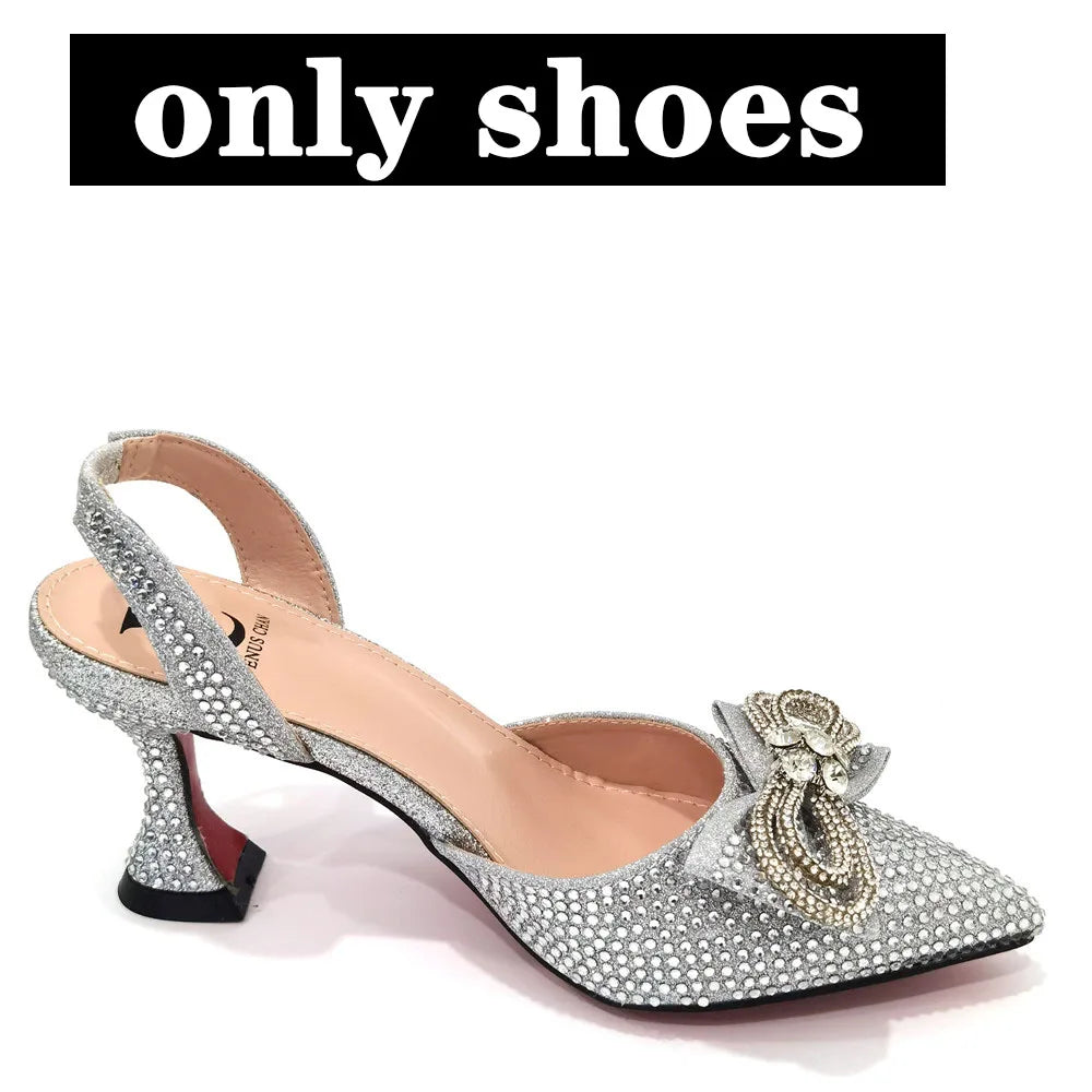 Party High Heels Pointed Toe Stiletto Heels Silver Women's Shoes And Bags