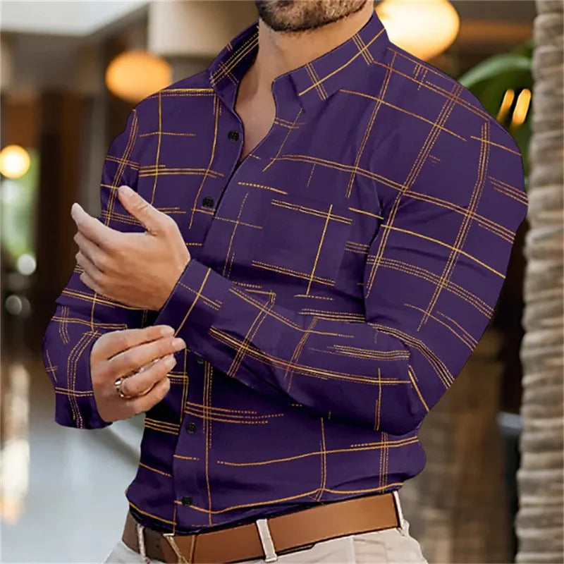 Men's Long Sleeve Slim Fit Button Lapel Men's Tops