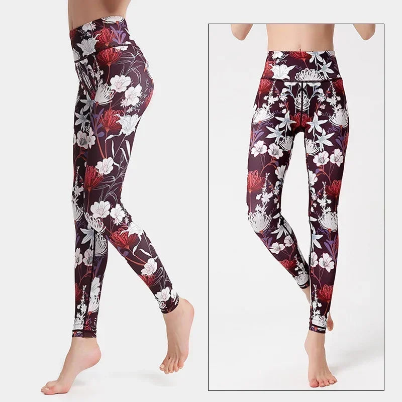 Yoga Pants Flower High Waist Sports Leggings for women