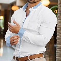 Men's Long Sleeve Slim Fit Button Lapel Men's Tops
