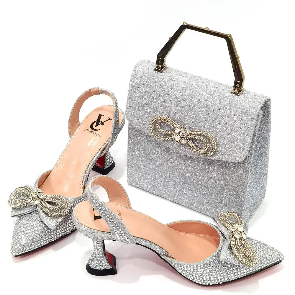 Party High Heels Pointed Toe Stiletto Heels Silver Women's Shoes And Bags