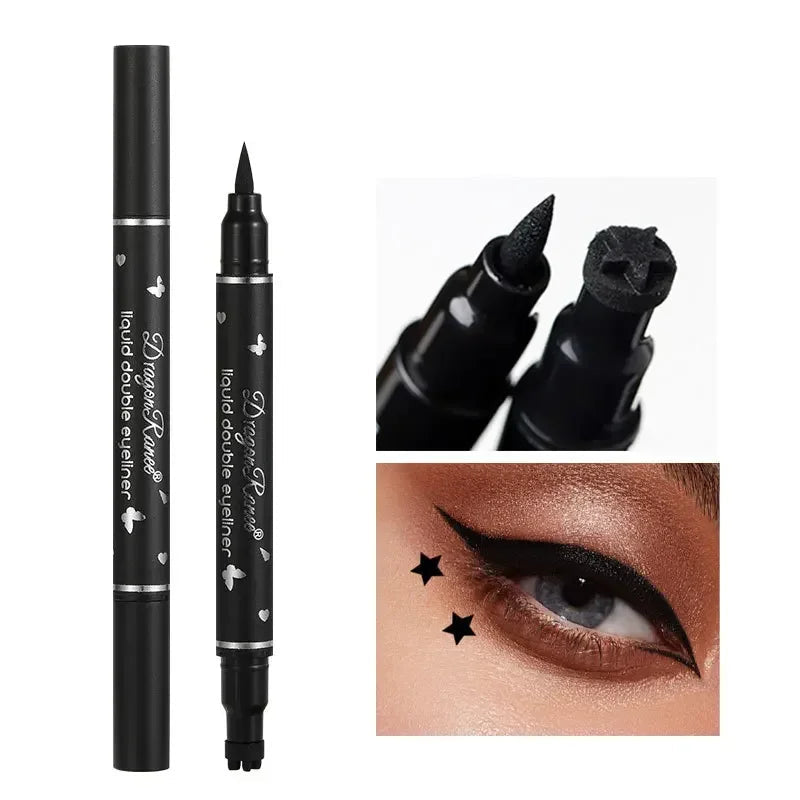 Eyeliner Pen Star Moon Stamp Long-Lasting Waterproof Black Liquid Eye Liner Pencil