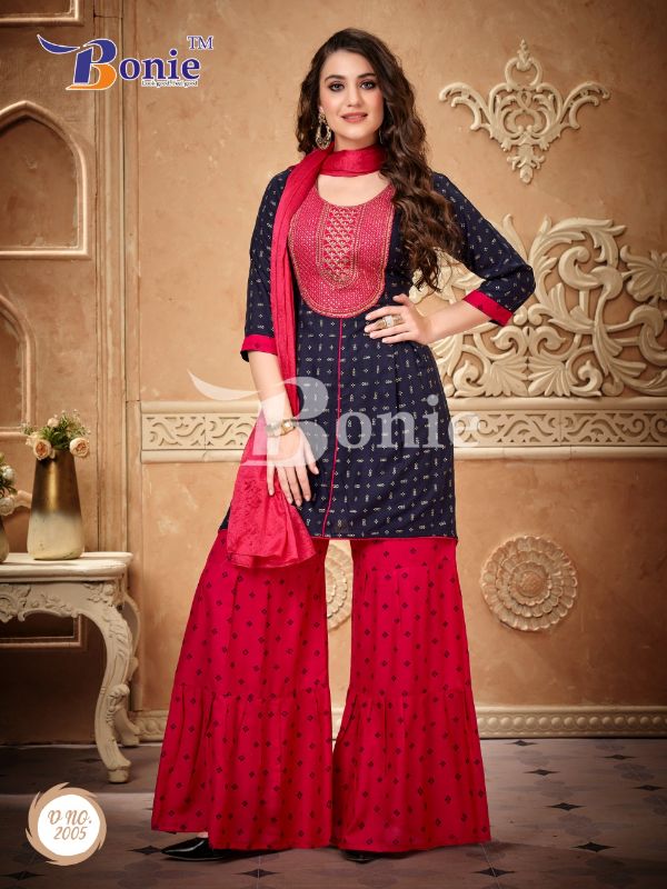 Kurti With Plazo And Matching Dupatta