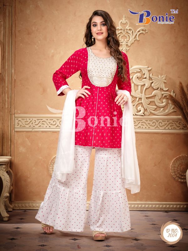 Kurti With Plazo And Matching Dupatta