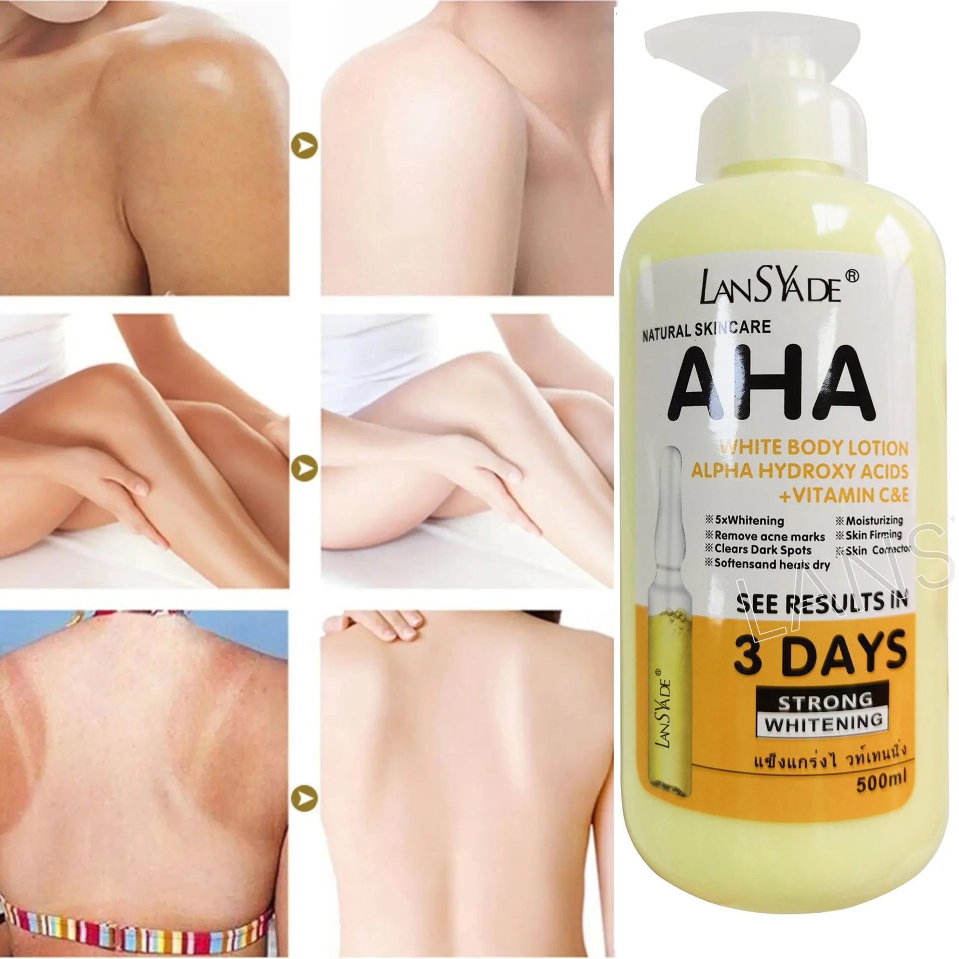 Whitening Body Lotion ALPHA Hydroxy Acids+Vitamin C&E Moisturizing Lightening Body Cream Lotion Skin