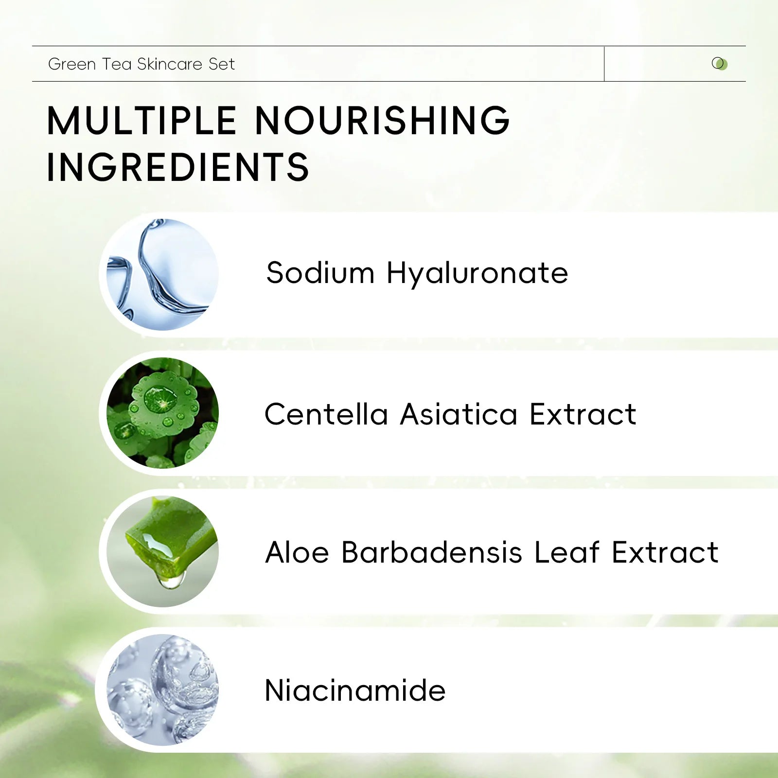 Green Tea Facial Cleaner Soothes Skin Face Toner tea Serum Moisturizing Cream