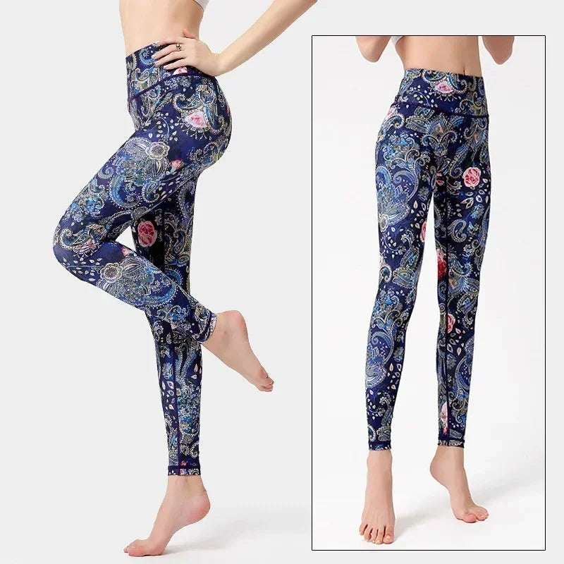 Women's Yoga Pants Women Flower High Waist Sports Leggings
