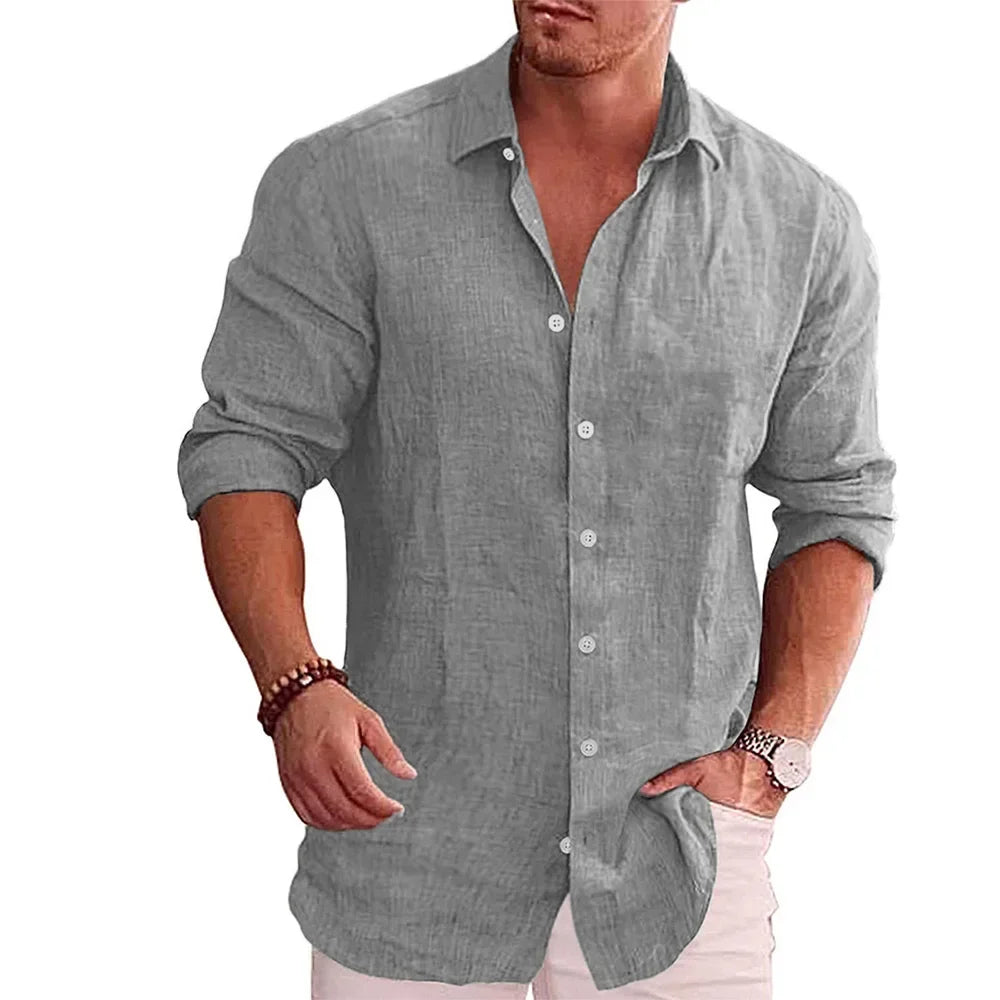 Men's Long Sleeve Solid Color Casual Shirt