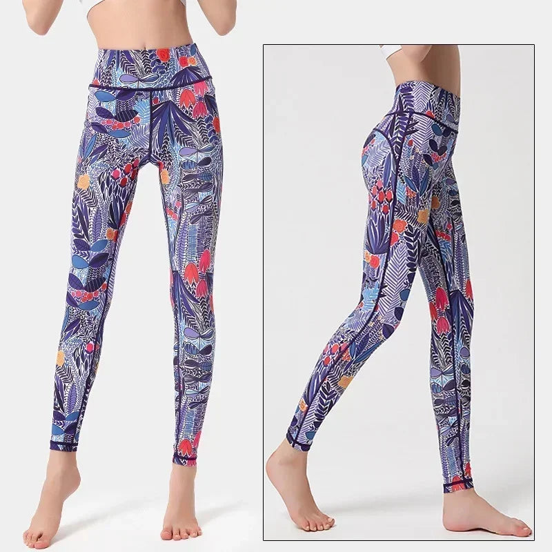 Yoga Pants Flower High Waist Sports Leggings for women