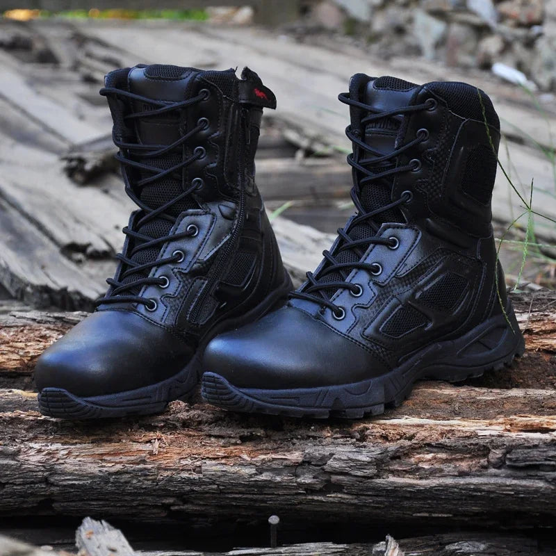Mens Military Army Boot Genuine Leather Vintage Lace Up Waterproof Safety Shoes
