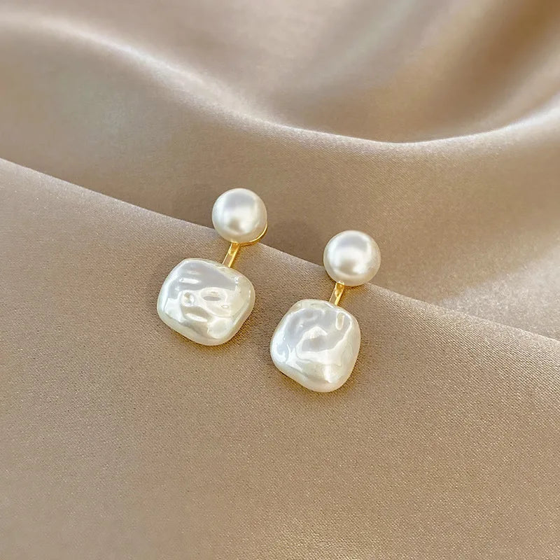 Classic Elegant Imitation Double Pearl Dangle Earrings For Women