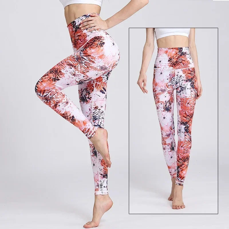 Yoga Pants Flower High Waist Sports Leggings for women