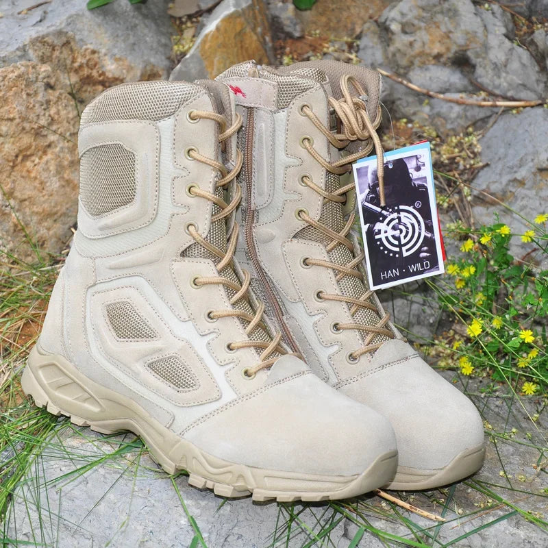 Mens Military Army Boot Genuine Leather Vintage Lace Up Waterproof Safety Shoes