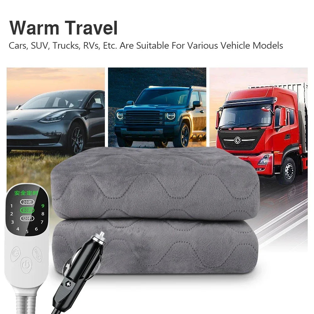 12V Car Electric Heating Blanket for Camping Trucks Off-Road Vehicles Heating Pad