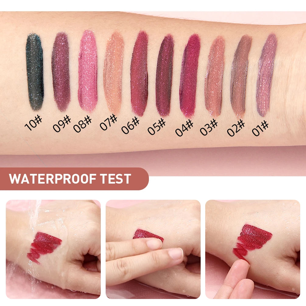 Liquid Lipstick Moisturizing Long-Lasting Purple Sparkling Waterproof Lip Gloss