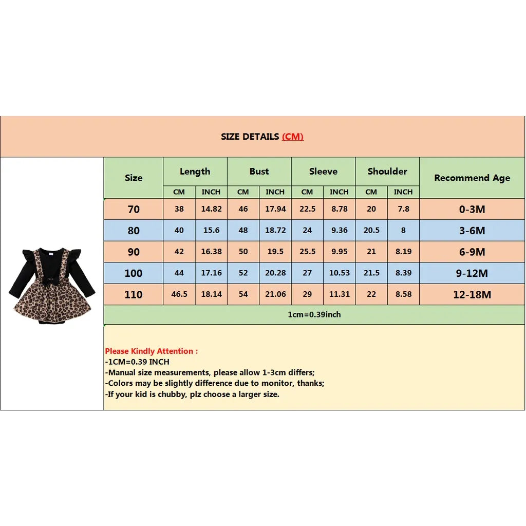 Months Newborn Baby Girl Romper Dress Long Sleeve Leopard Dresses