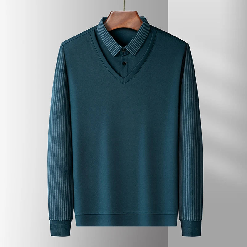men's polo shirt for autumn winter fashion two pieces top