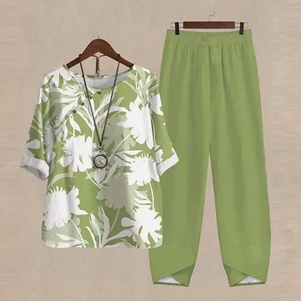 Vintage Pattern Print 2pcs Outfits for Women