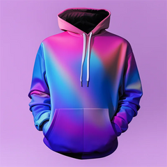 3D Printed Purple Hoodie Men's Y2k Casual Design Hooded