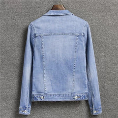 Women's Long-Sleeved Single-Breasted Jeans Jacket Women's Short Top