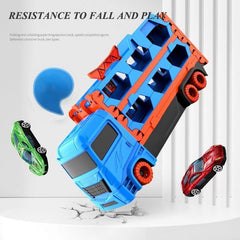 Large Car Transporter Truck Folding Track Racing Vehicle Kids Competitive Games Storage Alloy Car