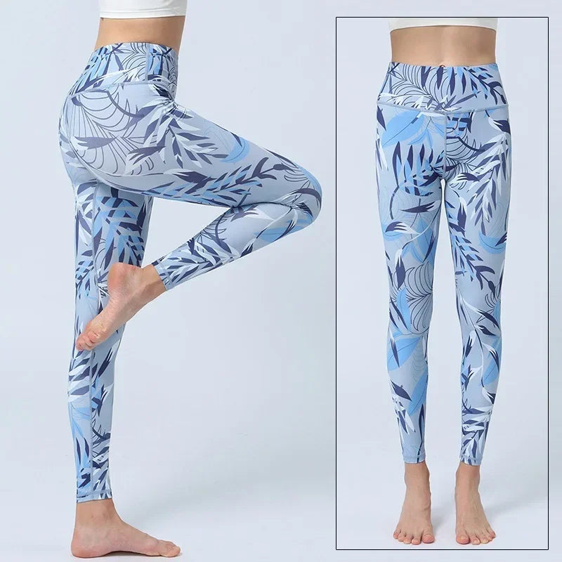 Women's Yoga Pants Women Flower High Waist Sports Leggings