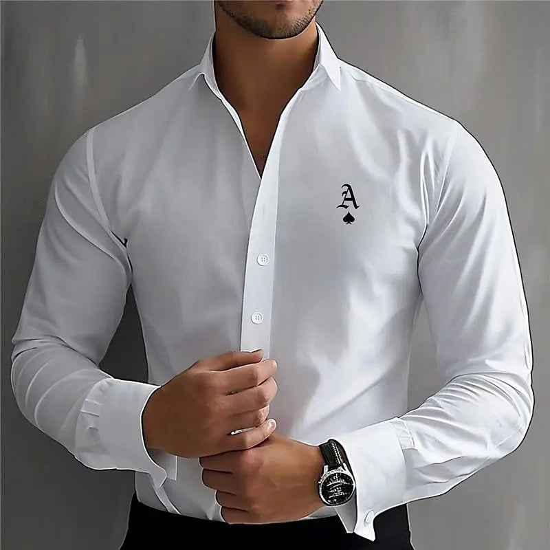 Men's printed shirt street work casual wear shirt
