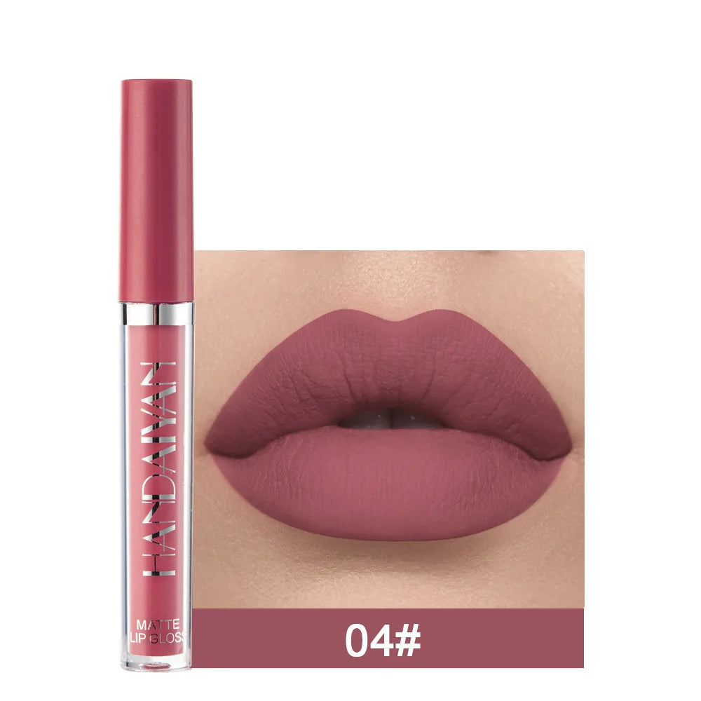 Handaiyan 12 Colors Matt Lip Gloss Longlasting Red Nude Lipstick Liquid matte Waterproof Lipgloss Makeup