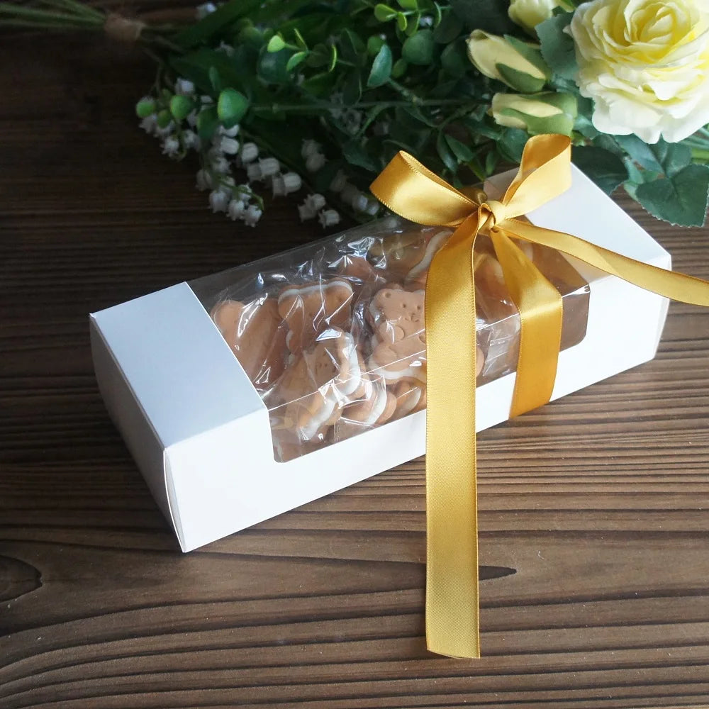 22*8*6cm 10pcs Pure White Box with Window Design Paper Box Candy Cookie Chocolate Soap Candle Wedding Birthday Party DIY