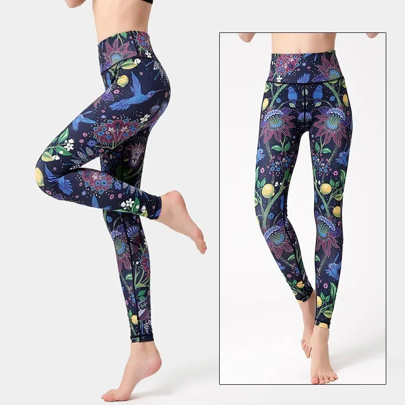 Yoga Pants Flower High Waist Sports Leggings for women