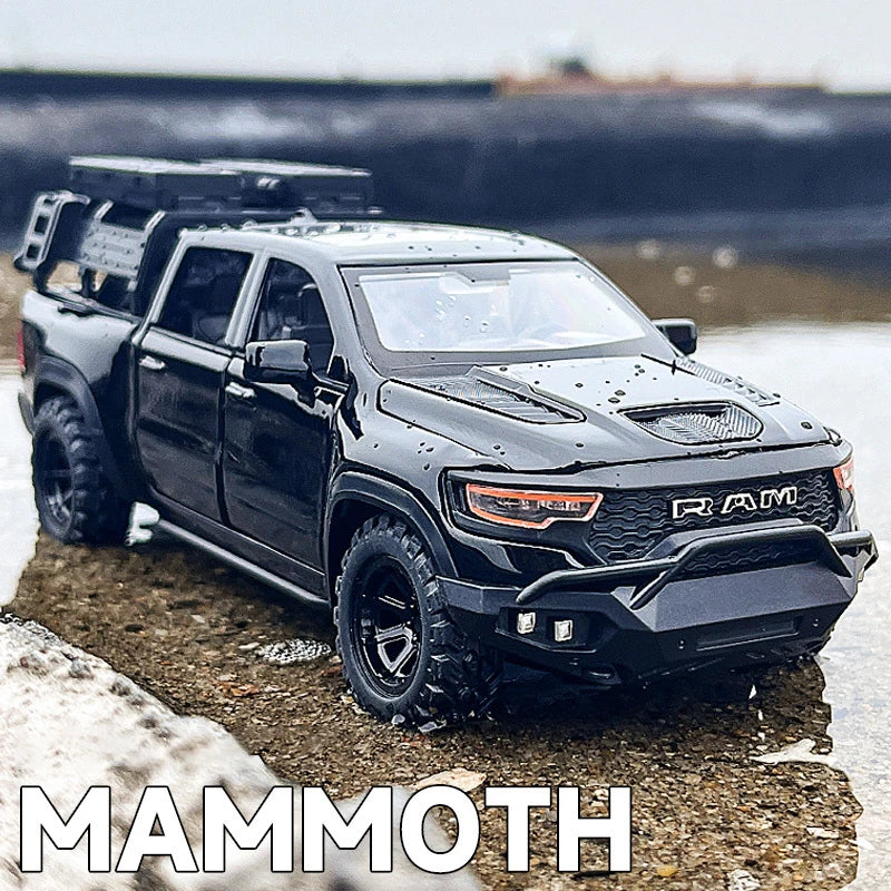 Dodge RAM 1000 TRX Mammoth Picku Alloy Car Model Sound And Light Pull Back Children's Toy Collectibles