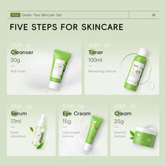 Green Tea Facial Cleaner Soothes Skin Face Toner tea Serum Moisturizing Cream