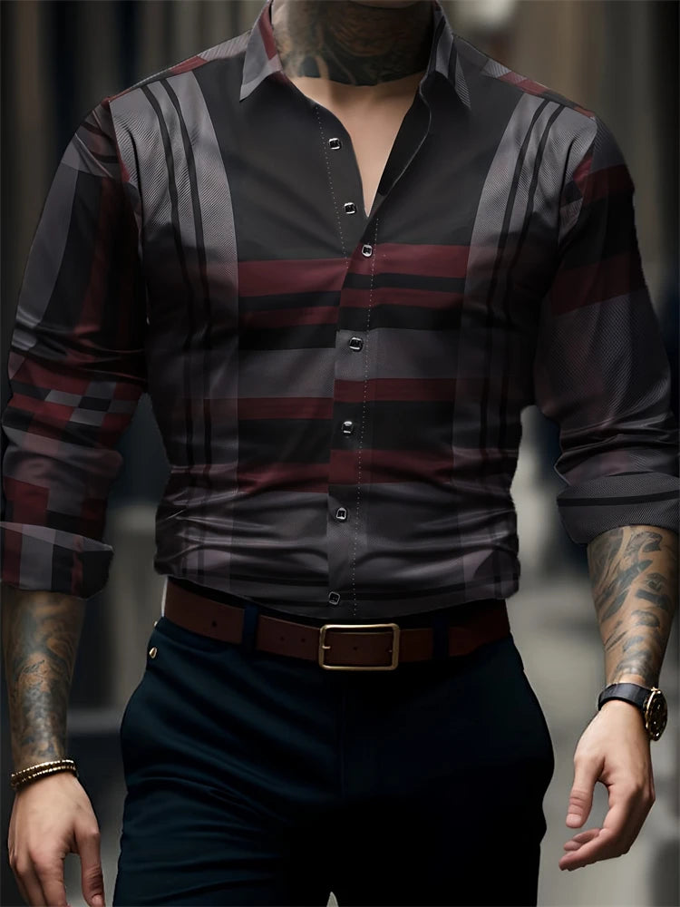 Men's Hawaiian Blue Striped Printed Shirt