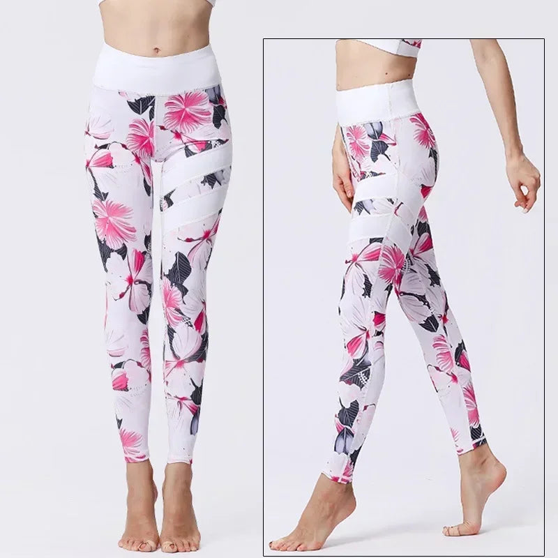Women's Yoga Pants Women Flower High Waist Sports Leggings