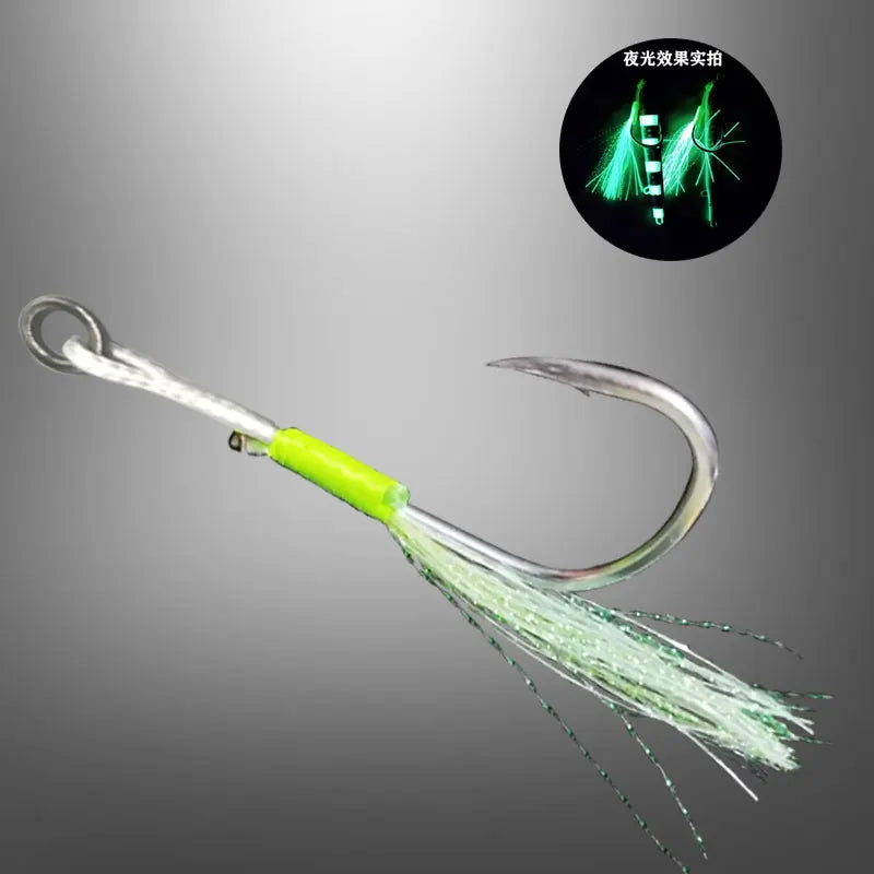 5pcs/bag Glow Saltwater Slow Fast Carbon Single Hooks Fishing Jig Barbed Hooks  Strong Strength Falling Lure Tackle Assistant