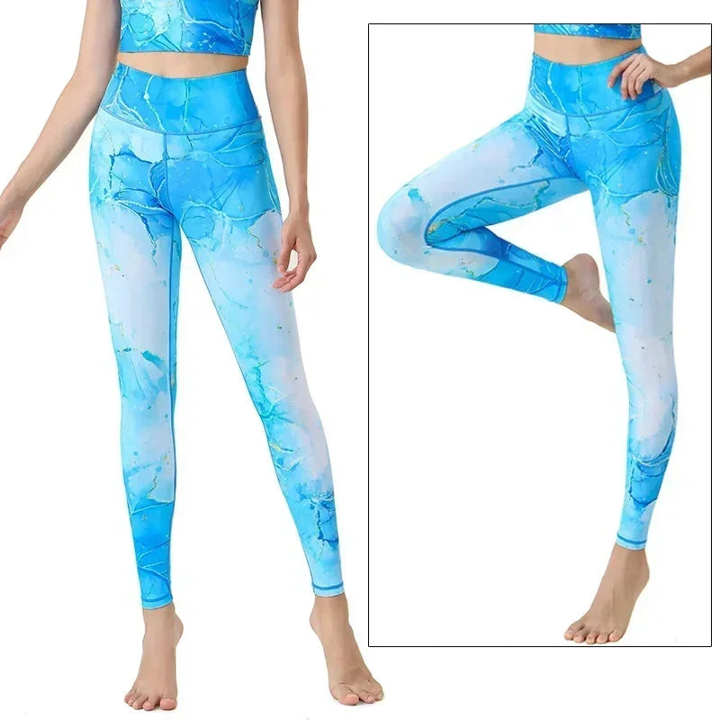 High waist Pants for yoga Women Flower Active wear
