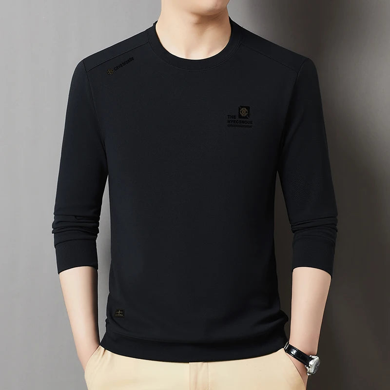 High quality long sleeved men's round neck sweatshirt autumn fashion brand print senior design comfortable soft casual T-shirt