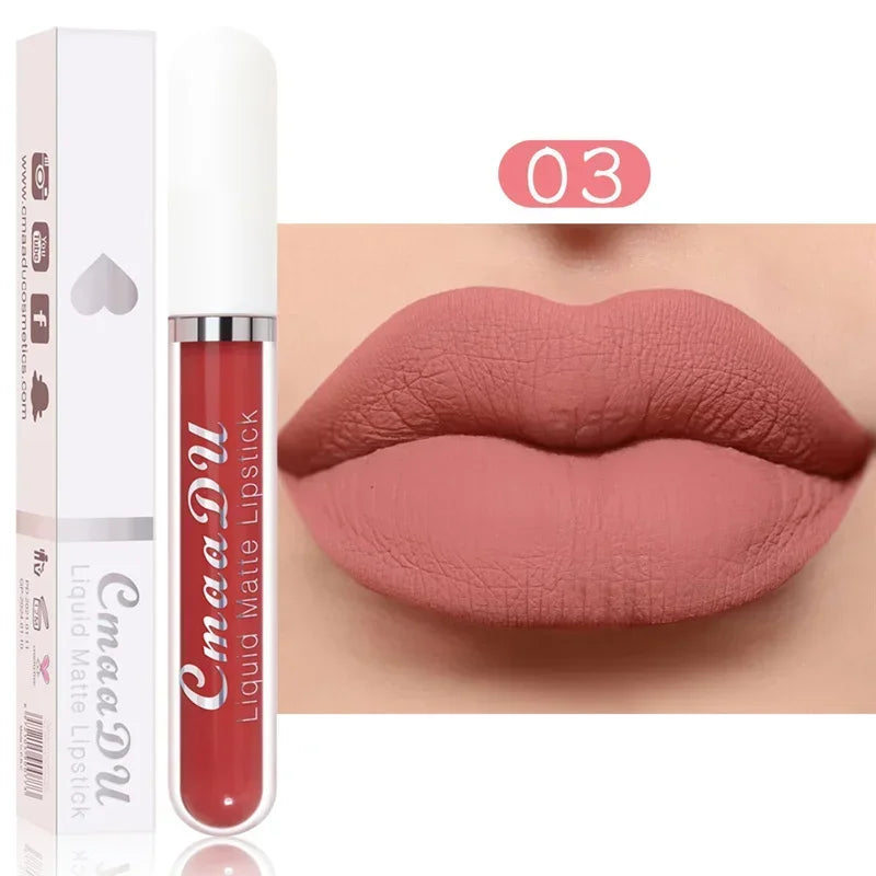 Lip Gloss Brown Nude Pigment Dark Red Long Lasting Velvet Liquid Lipstick