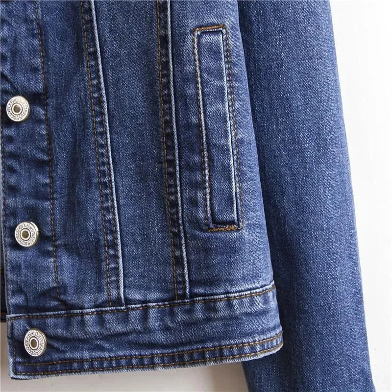 Women's Long-Sleeved Single-Breasted Jeans Jacket Women's Short Top