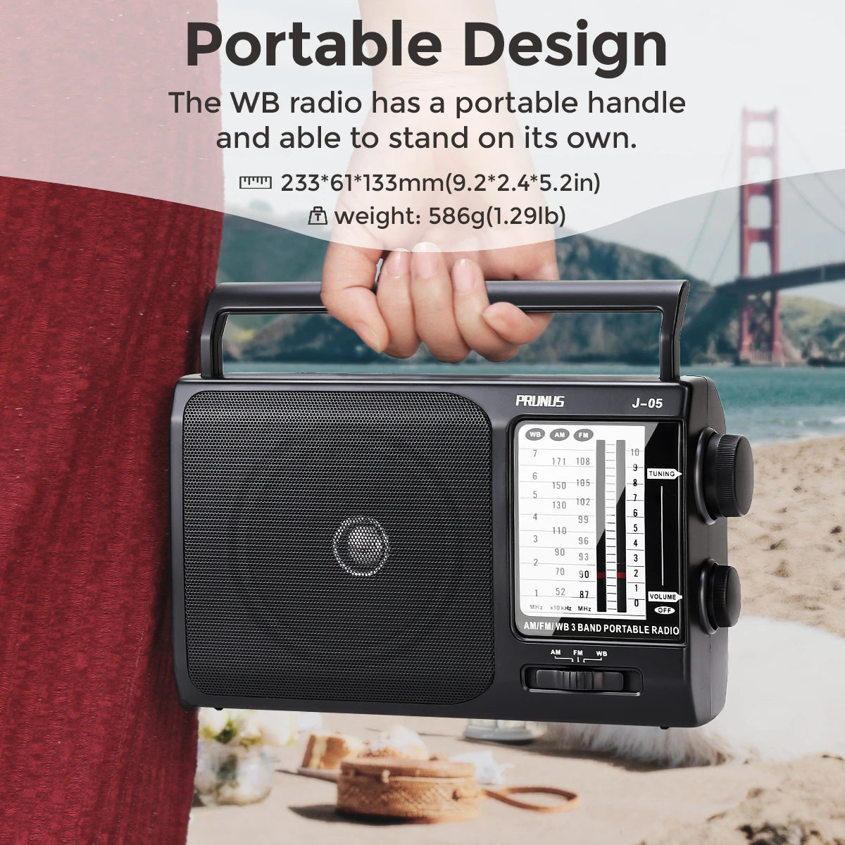 Radio with Best Reception, Transistor Radio, Battery Operated Radio by 3X D Cell Batteries AC Power
