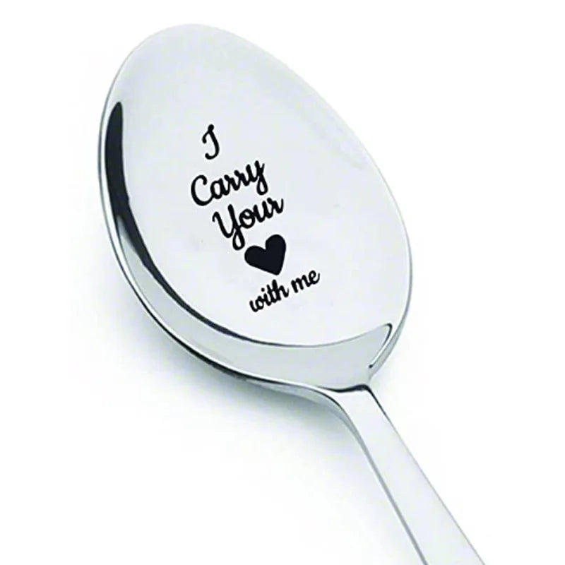 Valentines Day Gift Stainless Steel Milk Coffee Spoons Love Letter Gift for Girlfriend Boyfriend