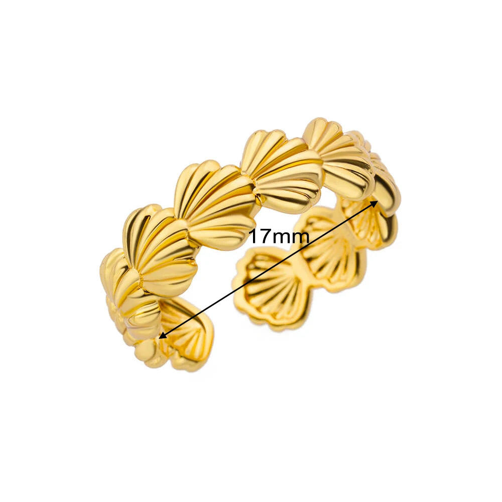 Shell Rings For Woman Stainless Steel Gold Color Adjustable Wedding Ring Boho Summer Beach Jewelry Gift anillos mujer