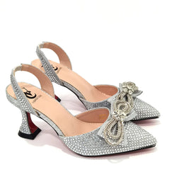 Party High Heels Pointed Toe Stiletto Heels Silver Women's Shoes And Bags