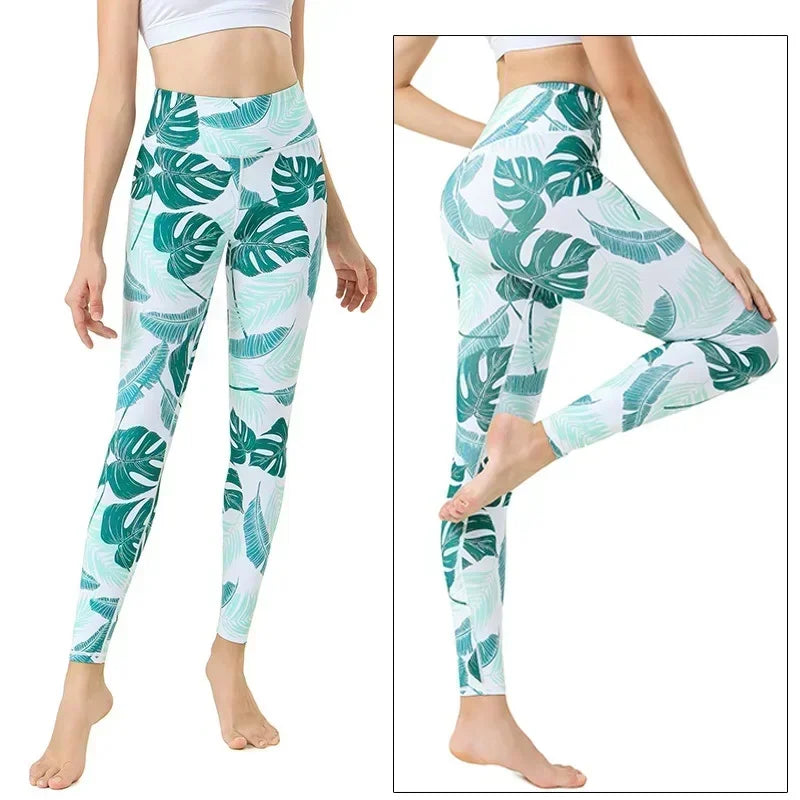 Yoga Pants Flower High Waist Sports Leggings for women